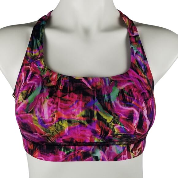 lululemon athletica Other - Lululemon Sports Bra Women's Size 4 Energy Bra Multicolor Abstract Criss Cross
